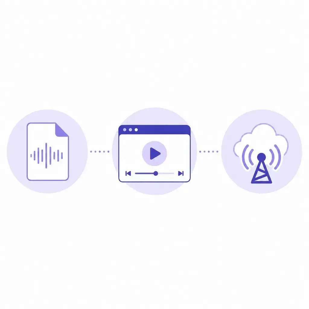 Ilustración de puntos de verificación para solucionar problemas de audio